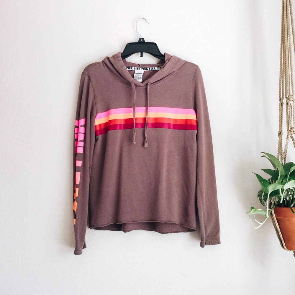 Pink Victoria Secret Raw Hem Cropped Sweater